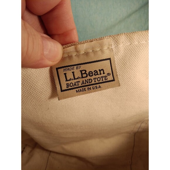 VTG LL BEAN BOAT AND TOTE BEACH BAG CANVAS NAVY TRIM 12" x 16" made in USA LOGO - Picture 4 of 4